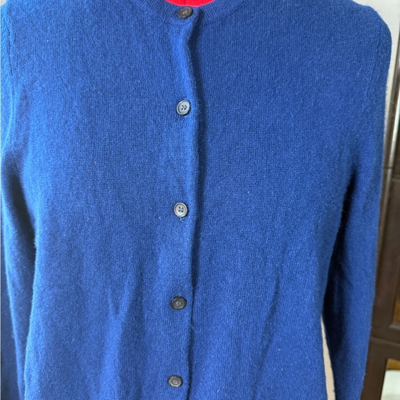Lark & Ro 100% Navy Sweater Cashmere Cardigan Size Large - Picture 2 of 6
